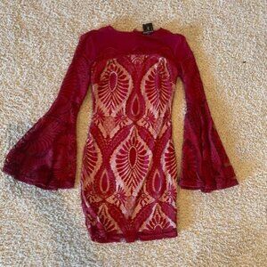 Fashion Nova Bell Sleeve Laced Dress